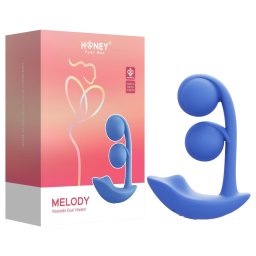 Honey Play Box Melody - vibrator tip 2în1 cu bile - silicon albastru