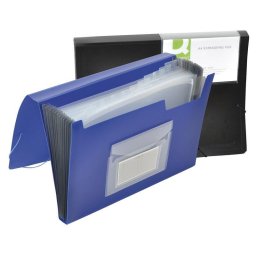 Mapa cu burduf A4, 13 compartimente, separatoare color, inchidere cu elastic, Q-Connect - negru