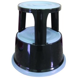 Taburet metalic cu rotile, pentru rafturi inalte, Q-Connect - negru