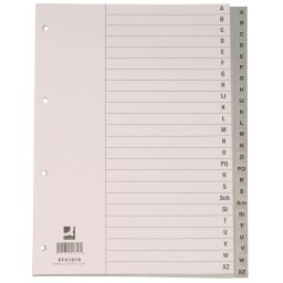 Index plastic gri, alfabetic A-Z, A4, 120 microni, Q-Connect