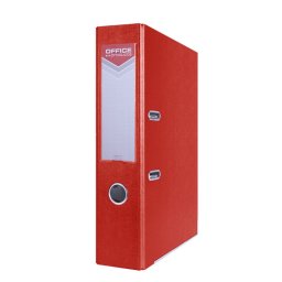Biblioraft A4, plastifiat PP/paper, margine metalica, 75 mm, Office Products Officer - rosu