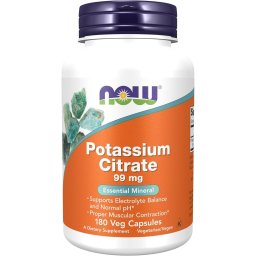 Potasiu Citrat - NOW Foods, 180 Capsule - 99 mg