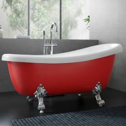 Cada baie, freestanding, Victoria Red Tempo Line, 170 x 80 cm, acril, ornamente cromate,