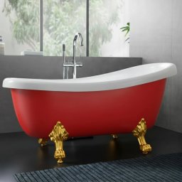 Cada baie, freestanding, Victoria Red Tempo Line, 170 x 80 cm, acril, ornamente auriu,