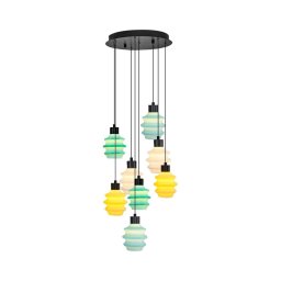 Lustră suspendată pe cablu CACTUS, 8 x LED, 2,8 W, 230 V, 3000 K, verde/galben/alb