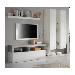 Set living LENOR, alb/gri beton