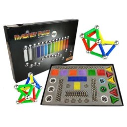 Set de blocuri magnetice, magnastix, 560 piese si placa de joc inclusa, leantoys, 660