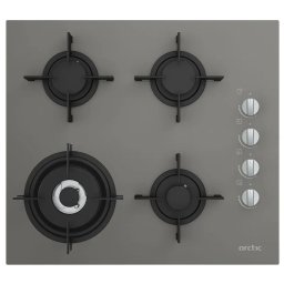 Plita incorporabila Arctic ARSGW64120SMG, Gaz, 4 arzatoare, Arzator wok, 60 cm, Gri