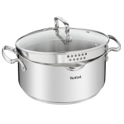 Oala cu capac Tefal Duetto, 24 cm, Inox
