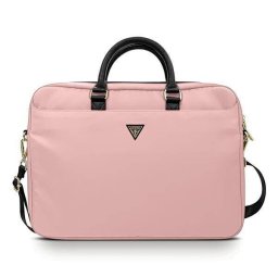 Geanta laptop, Guess, Nylon, Triangle Logo, GUCB15NTMLBK, 16 inch, Roz