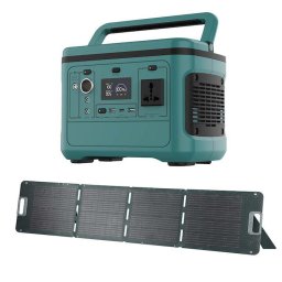 Kit statie de alimentare portabila solara V-TAC 11442, 500W, 26.2Ah/21.6 V 568Wh, USB-A Quick Charge 18W, USB-C, PD 5V-20V 65W , incarcare Wireless + Panou fotovoltaic V-TAC 11446, 120W, 17.6V, 6.36A, pliabil, IP67