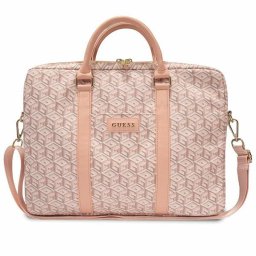 Geanta laptop, Guess G Cube, 16'', piele, sintetica, poliester, nailon, Roz