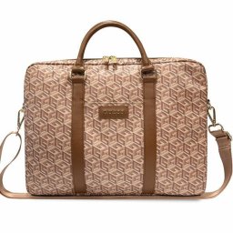 Geanta laptop, Guess G Cube, piele sintetica/poliester/nailon, 16", Maro