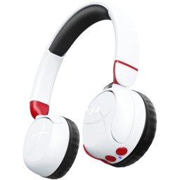 Casti gaming wireless HyperX Cloud Mini, PC/Nintendo Switch/controllere PS/Xbox/tablete, volum limitat la 85dB, Bluetooth/Jack 3.5 mm, autonomie pana la 25 de ore, alb