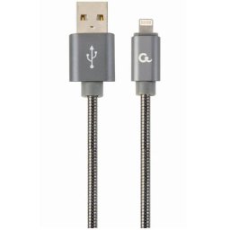 Cablu alimentare si date Gembird, USB 2.0 (T) la tip Lightning (T), 2m, Gri /Alb, CC-USB2S-AMLM-2M-BG