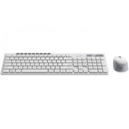 Kit GENIUS, tastatura wireless 104 taste si mouse wireless 1200dpi, 3 butoane, BT5.3 + 2.4G, USB, alb