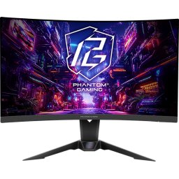 Monitor Gaming VA LED ASRock 27" PG27QRT2A, QHD (2560 x1440), HDMI, DisplayPort, Boxe, Ecran curbat, 180 Hz, 1 ms, Negru
