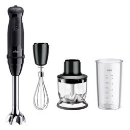 Mixer vertical Braun MQ50202M, 1000 W, 21 trepte viteza, Functie Turbo, Tocator 350 ml, Tel, Pahar gradat 600 ml, Negru