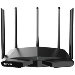 Router Wireless Gigabit TENDA RX27 Pro, Wi-Fi 6E, Tri-Band, AX5700, 5 antene externe, 4 porturi, Negru