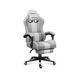Scaun gaming Huzaro HZ-Force 4.7 Mesh, Suport picioare, Cotiere moi, Perne lombara & cervicala, Cadru otel (Alb)