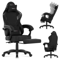 Scaun gaming, Huzaro, Force 3.7, suport picioare, material respirabil, Carbon Negru