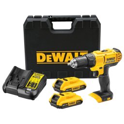 Masina compacta de gaurit si insurubat (bormasina) pe acumulator DeWALT DCD771D2, 18V XR, cuplu 42 Nm, 1500 RPM, include 2x acumulator 2 Ah Li-Ion, iluminare LED, cutie transport TSTAK, incarcator, Negru-Galben