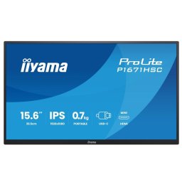 Monitor Portabil IPS LED Iiyama ProLite P1671HSC-B1,15.6 inch, Full HD, Mini HDMI, Negru
