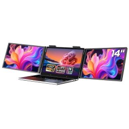 Monitor portabil extern Zeuslap ZB14, 2x 14", IPS, Full HD, 60 Hz, 30 ms, Negru