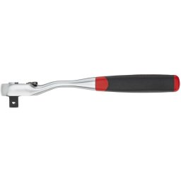 Clichet reversibil Wiha 1/2", buton cu blocare cu bila, Negru-Rosu