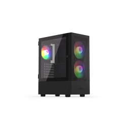 Carcasa Krux Vako RGB, MiddleTower, ATX, cu 3 ventilatoare incluse RGB, Negru
