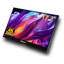 Monitor LED IPS Portabil, Verbatim PMT-17-4K, Touchscreen 17.3 inch, Ultra HD 4K, 6 ms, boxe integrate, HDR, FreeSync, USB-C, HDMI, USB, Negru