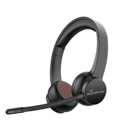 Casti multimedia cu microfon si conexiune Bluetoot MediaRange, Fara fir, On Ear, 20 Hz, Negru