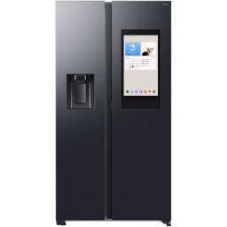 Side by side Samsung Family Hub RS90F66BEFEO, 614 l, Ecran 21.5", SmartThings AI Energy, Full No Frost, Twin & Metal Cooling, Dozator de apa/gheata, Compresor Digital AI Inverter, Clasa E, H 178.4 cm, Inox negru