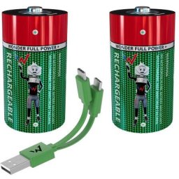 Pachet Baterii Wonder 2 Bucati, D/LR20 cu Cablu USB-C, Reincarcabile