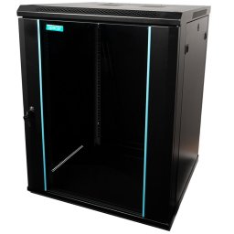 Cabinet metalic Spacer SPCW-15U-600-BK-03 15U, Wall mount, 600 x 600 mm, Glass door, Negru