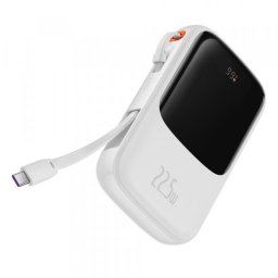 Baterie Externa Baseus Qpow Pro, 10000mAh, 22.5W, QC + PD, 1 x USB-A - 2 x USB-C, Alba