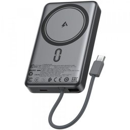Baterie Externa Wireless Acefast M18, 10000mAh, 22.5W, PD + FQI, 1 x QI - 2 x USB-C, Neagra