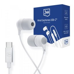 Casti Stereo 3MK, USB-C, Microfon, 1.2m, Alb