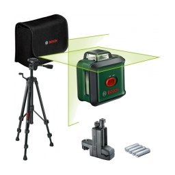 Bosch - UniversalLevel 360 - Nivela laser cu linii, 24 m, +/-0.4 mm/m, 2 linii laser, fascicul verde, proiectie 360 grade, suport perete, trepied, geanta textila