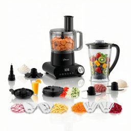 Robot de bucatarie STARCREST SKM1525-10BK, 1500W, Bol 2.5 L, 10 Accesorii, Control digital, Timer, Blender 2 L, Negru