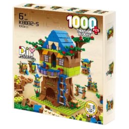 Set constructie 6 in 1 Casuta din copac 1000 piese, pentru copii 6+ ani