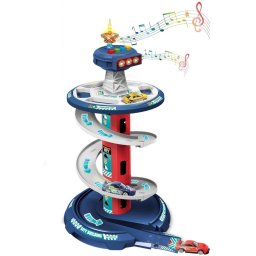 Garaj auto de politie cu pista circulara 3 nivele, sunete, covor si 3 masini, 3+