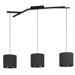 Suspensie Balnario 39886, 3xE27, textil și metal negru, L130,5 cm