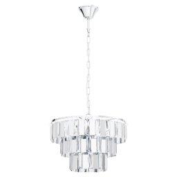 Lustră sticlă Erseka, 5x40W E14, D:38,5 cm H:130 cm, crom