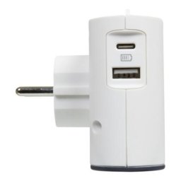 Prelungitor 2x2P+USB AC Splitter White/Black