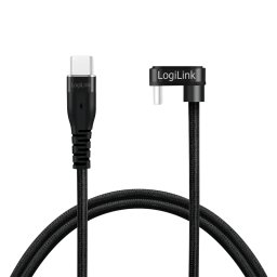 CABLU alimentare si date LOGILINK, pt. smartphone, USB 2.0, USB Type-C (T) la USB Type-C (T) la 180 grade, 3m, 2 x ecranat, aluminiu, negru, "CU0194" (timbru verde 0.08 lei)