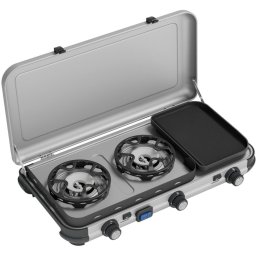 Campingaz Camping Kitchen 2 Multi Cook, gas cooker (grey, 2 hobs 2x 1.8 kW + grill plate 0.9 kW)