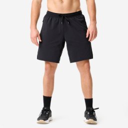 Șort de fitness lung 23cm Negru Bărbați