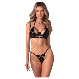 Obsessive - set lenjerie sutien lucios - negru - L/XL
