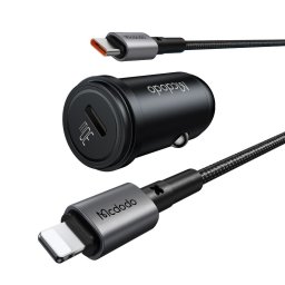 Incarcator pentru Masina + Cablu Type-C la Lightning, PD30W, Compact - Mcdodo Obsidian Series (CC-7492) - Black
